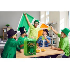 D4DREAM St. Patricks Day Gift Bag with Tissue Paper 11.5"Large Irish Shamrock Paper Gift Bag Green Clover Happy St. Patrick's Day Wrapping Gift Bags with Handle for Kids Classroom Party Favor Supplies