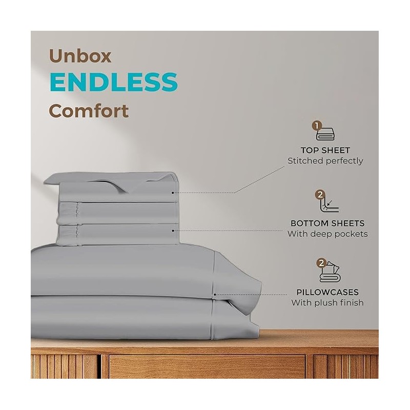 Split California King Sheets for Adjustable Beds 5-Piece Split California