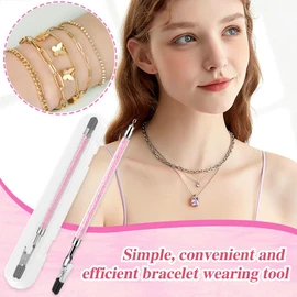PEOUWNES Bracelet Helper Tool Diamond Jewelry Clasp Helper Fastening and Bracelet Assist Tool with Non-Slip Sleeve for Necklace Watch Clasps Zippers Crafts Adjustment（Pink）