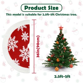 DMSELL Christmas Tree Skirt Red and White 90cm/36in, Large Christmas Tree Skirts, Christmas Tree Ornaments for Home Party Decor Christmas Holiday Decorations
