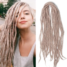 Shinon Dreadlocks Extension 22 Inch Double Ended Dreadlocks Extensions Dreads for Braiding 15 Strands Milk tea-86 Handmade Wool Hip-Hop Reggae Braid In Dreads Dreadlock Extensions for Women