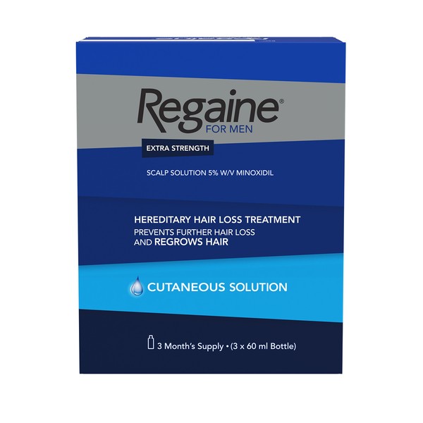 Regaine Extra Strength Hair Loss Solution For Men 3 Months, 3 x 60ml Bottles