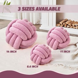 Uvvyui Knot Pillow Ball, Soft Home Decorative Round Throw Pillow, Handmade Knotted Plush Pillow, Round Boucle Pillow Cushion (8.6 Inches Dusty Purple)