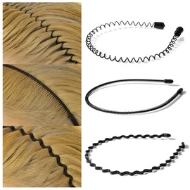 WeBirth Men's Headband with 8 Patterns to Choose from, Set of 3, Painless, Japanese Stores, Simple, Adjustable Size, One Size Fits Most, Kids, Kids, Black, Bangs Clip, Hair Band, Unisex, Women’s (Set