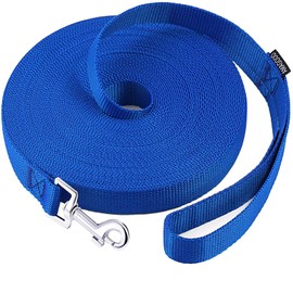 AmaGood Dog/Puppy Obedience Recall Training Agility Lead-15 ft 20 ft 30 ft 50 ft Long Leash-for Dog Training,Tie Out,Play,Safety,Camping (30 feet, Blue)