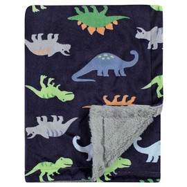 Luvable Friends Unisex Baby Plush Blanket with Sherpa Back, Dinosaurs, One Size