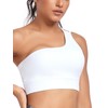 RELLECIGA Women's White One Shoulder Sports Bra Medium Support Yoga
