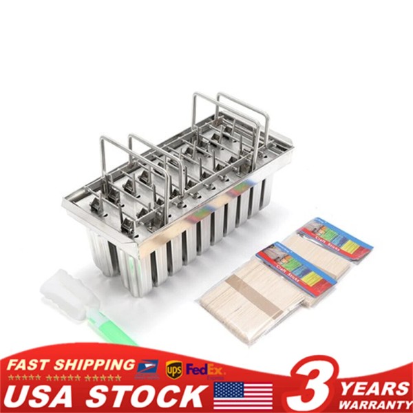 Unbranded 20x Stainless Steel Molds Ice Pop Lolly Popsicle Ice