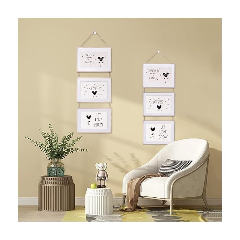 4x6 Collage Hanging Triple Picture Frames Set, 3 Opening Vertical