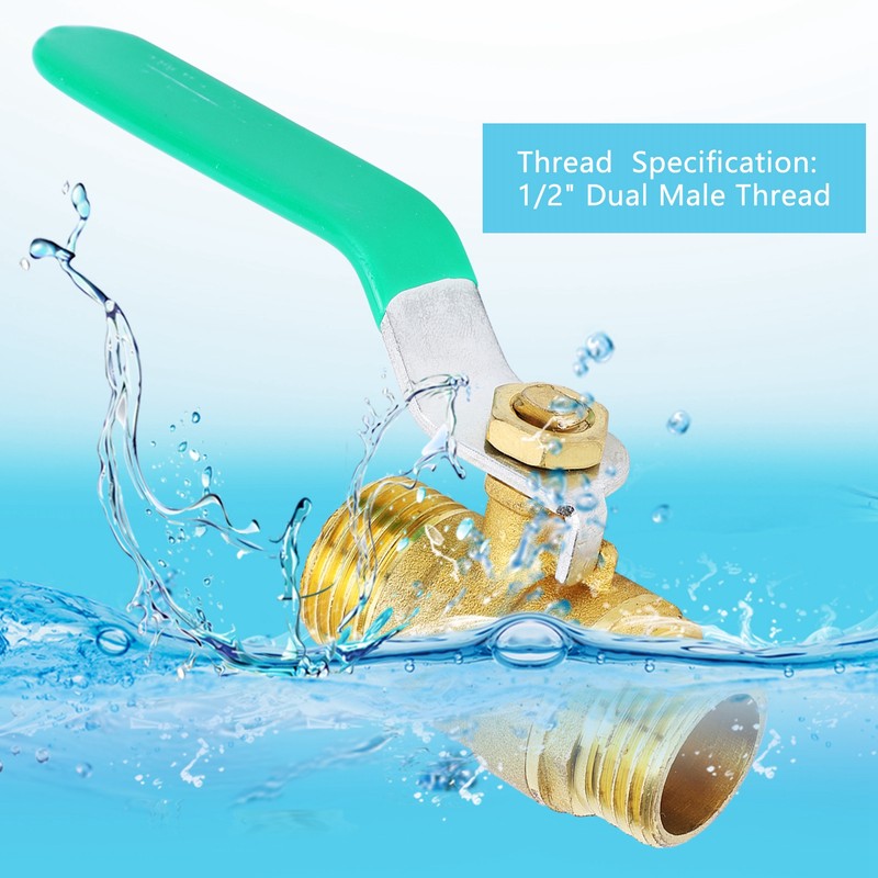 3Pcs Ball Valve Dual Male 1/2in Thread Switch Water Pipe
