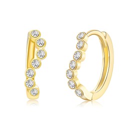 Silver Hoops Earrings for Women, Wave Hoops Earrings with Cubic Zirconia Lightweight Gold Plated Hoop Earrings for Girls