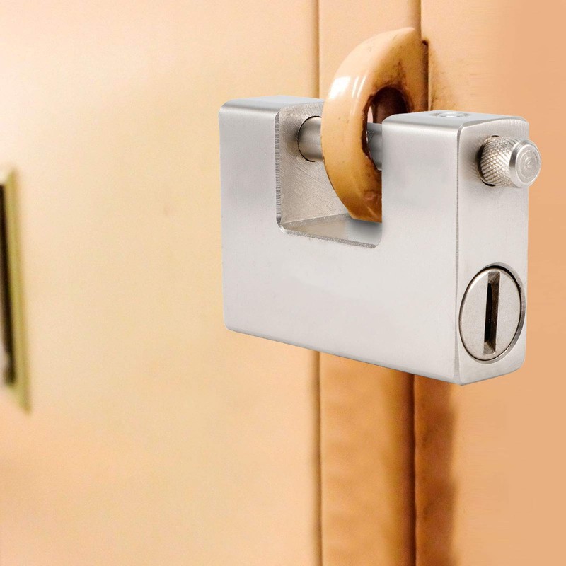 , High Security Padlock Rectangular Thick Shackle AntiTheft Iron D