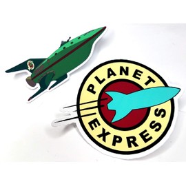 Planet Express Logo and Ship 2 Sticker Set