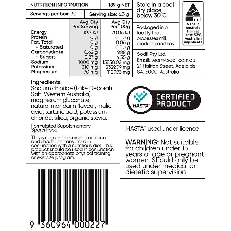 Sodii Everyday Hydration Salts Salty Mandarin 30pk
