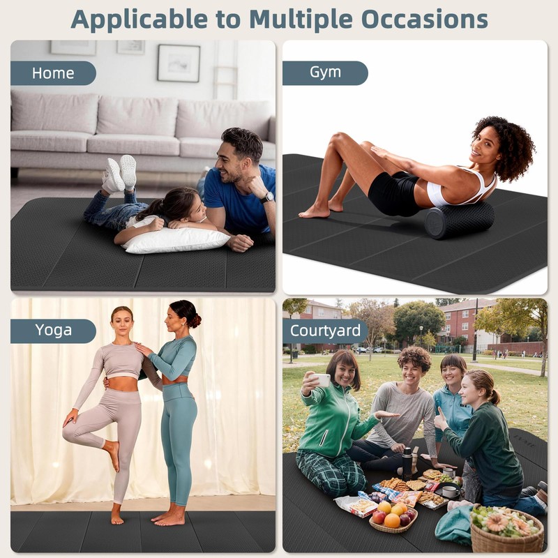 Foldable Yoga Mat 74"x47.2"x 0.4" – Large Yoga Mat