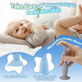 3-Pack Diaper Cream Spatula - Soft Silicone Butt Paste Spatula with Full-Size Applicators, Diaper Rash Cream Applicator for Newborn Baby Essentials (Green, Beige, Gray)