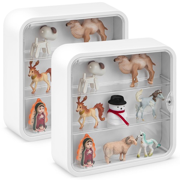 Menkxi 2 Pcs Display Case for Figures 3 Tiers Doll