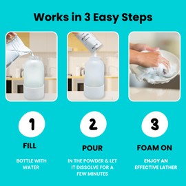 Elcove Foaming Dish Soap Refills (5pk), Concentrated Powder Refills Make 5 Bottles x 12oz each of Non Toxic Eco Friendly Unscented Dish Soap, Zero Waste, Plastic Free, Septic Safe