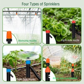 Drip Irrigation System Kit, Automatic Garden Watering Sprinkler with 1/2 & 4/7 inch Tubing Hose Patio Misting Plant Irrigation Tool Water Mister Equipment for Greenhouse Yard Lawn Plant Grass(125FT)