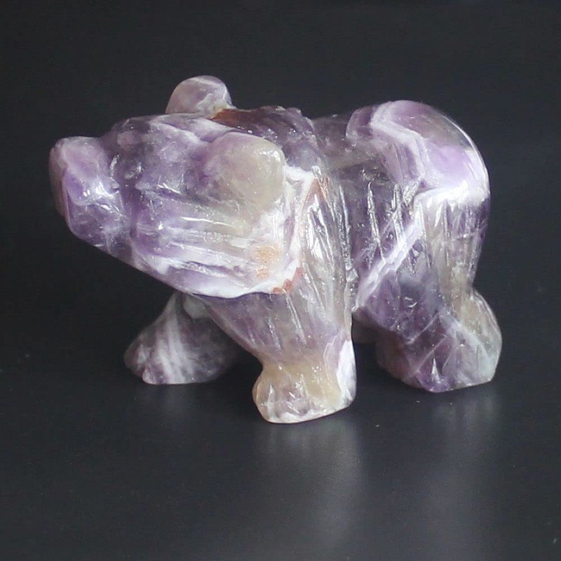 1.5'' Hand Carved Mixed Gemstone Crystal Bear Figurine Animal Carving
