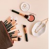 15 Piezas de Brochas con Bolsa Cosmética para Maquillaje (Cafe-Golden)