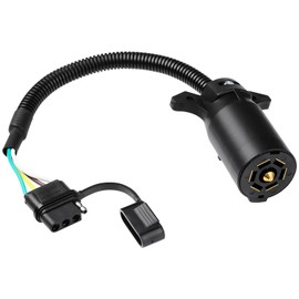 ISINFLASH 7 Way Blade to 4 Way Flat Trailer Adapter, Trailer Adapter 7 Pin Round to 4 Pin Flat Trailer Adapter WaterproofTrailer Light Adapter, RV Trailer Wiring Connector 11.6 Inches