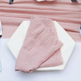 SYSUII Set of 12 Linen Napkins Fabric Napkins Rustic Reusable Linen Napkins Decorative Table Napkins Cotton Linen Fabric Napkins for Wedding Party Decoration – Pink #