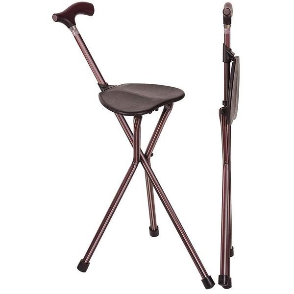 Switch Sticks Walking Stick, Walking Cane Chair, Quad and Folding Cane with Seat is 34 Inches Tall, FSA HSA Eligible, and Supports up to 220 Pounds, Kensington