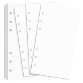 A6 Blank Paper for Filofax Personal Binder Planner, White 100gsm Blank Pages, 6 Hole Punched, 100 Sheets/200 Pages, 3.75 x 6.75 Inch