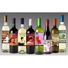 The Gag 8 RETRO Funny Wine Bottle Labels -Party Favors For Adults 5 Inch X 4 Inch