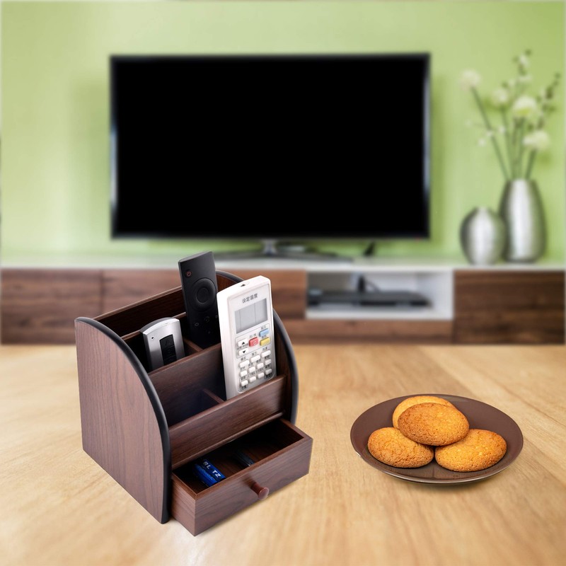 Siveit Wooden Desktop Organizer with Drawer, Multifunctional Office Supply Storage