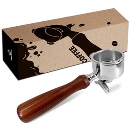 NEOUZA 51mm 3-Ears Espresso Portafilter Compatible with DeLonghi Dedica EC680 EC685 and Smeg ECF01 Coffee Machines – Double Spout Non-Pressurized Basket, 304 Stainless Steel, Rosewood Handle