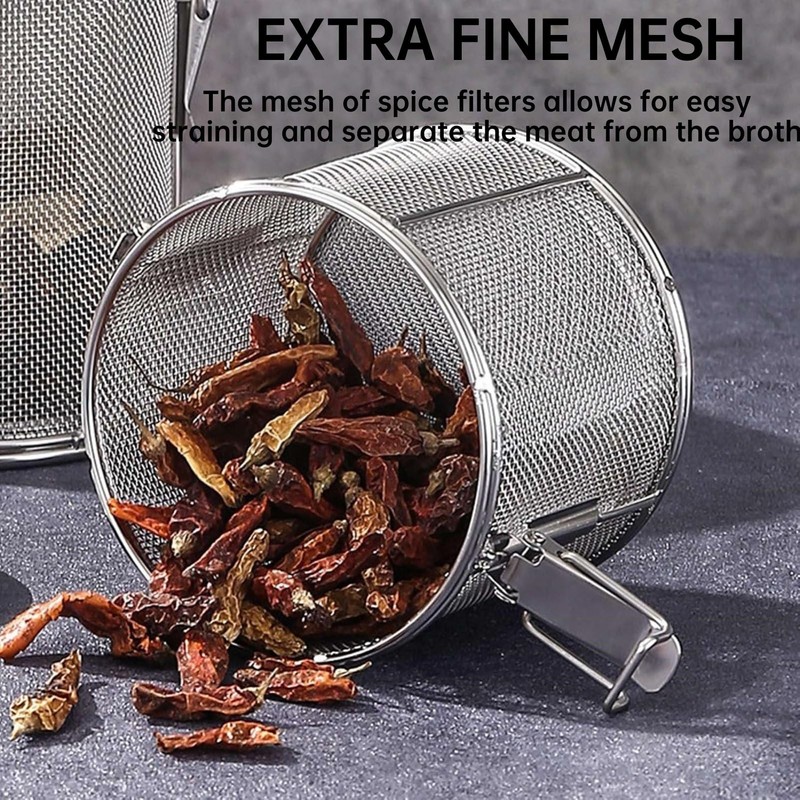 Spice Seasoning Strainer, Large Capacity Stainless Steel Tea Ball Mesh
