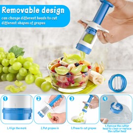 HiYZ Grape Cutter, Fruit Slicer and Veggie Divider with Stainless Steel Blades for Baby Supplement- Cross Blade and Strip Blade