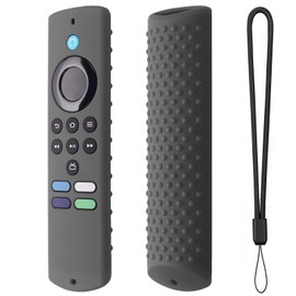 Silicone Case for Fire TV Stick Lite(2nd gen) 2021 Remote Control Cover for Alexa Voice Remote Lite Anti-Slid Shockproof Silicone Protective Cover Sleeve with Lanyard(Dark Grey)