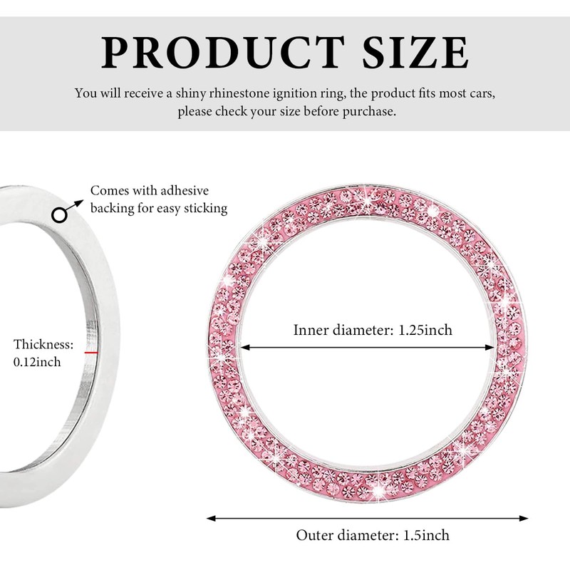 FSTURIOS Bling Crystal Double Rhinestone Car Engine Start Ring Decals,