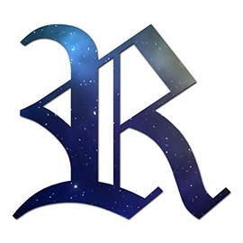 Old English Font R Initial - Vinyl Decal Sticker - 6.5" x 5.75" - Galaxy