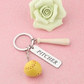 FEELMEM Softball Pitcher Keychain Softball Player Gift Softball Mom Jewelry Baseball Lover Gift Jewelry For Pitcher Catcher (PITCHER-ky)