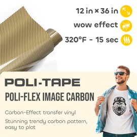 Poli-Flex® Carbon - Vinilo de transferencia de calor (HTV) - 12 x 36 pulgadas para camisetas - Vinilo termoadhesivo - Fácil de cortar y malezar - Extra duradero - Dorado