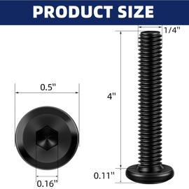 MewuDecor 1/4-20 x 4 Flat Head Socket Head Screw Furniture Bolts Countersunk Connector Screws, Stainless Steel 18-8 (304), Black Oxide, Fully Threaded, 10 PCS