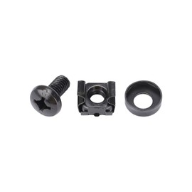 HMF 61024-Set of 24 Cage Nuts for 10 or 19 Inch Server Cabinet Network Cabinet, M6 Mounting Screws, Black