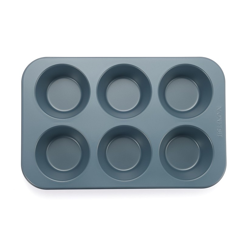 Monfish Muffin Mould 6 Jumbo Cup Carbon Steel Haze Blue