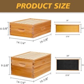 Maybee Hives 100% Beeswax Langstroth Beehive Box With Pine Wooden Frame and Beeswax Plastic Foundation - Size: 8 Frame, Style: 1 super Box