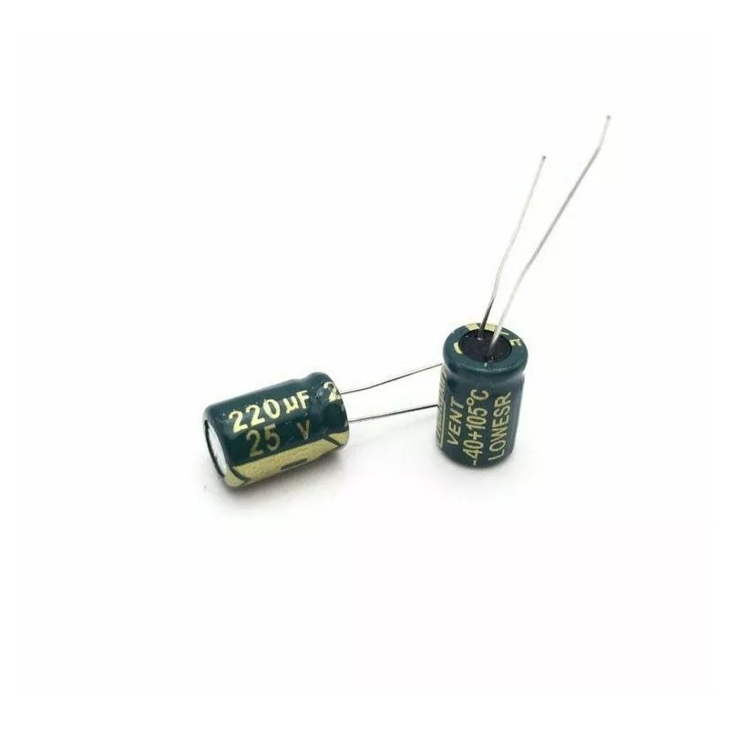 Unbranded 4 pcs - 220uf 25v 105c radial electrolytic capacitors