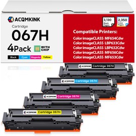 Cartridge 067H CRG067H Toner Cartridge Set 4 Pack Replacement for Canon 067H Color imageCLASS MF656Cdw LBP633Cdw LBP632Cdw MF653Cdw MF654Cdw Printer Ink (1BK /1C/1M/1Y)