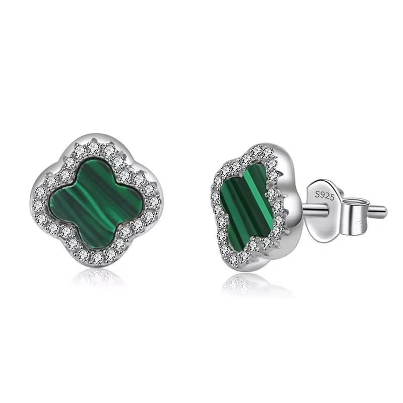 ROUGEMONT Jewellery 925 Sterling Silver Clover Leaf Stud Earrings Lucky