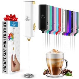 Powerful Milk Frother Wand - Mini & Mighty Handheld Drink Mixer - Portable Coffee Frother For Latte, Cappuccino, Matcha, Hot Chocolate, Creamer - White Gold