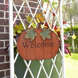 Fall Decor Pumpkin Welcome Sign Thanksgiving Door Hanger Wood Pumpkin Decor Hanging Sign for Front Door Home Porch Autumn Harvest Thanksgiving Farmhouse Wall Decoration (S L)