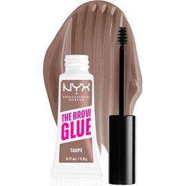NYX PROFESSIONAL MAKEUP The Brow Glue, gel para cejas con color de fijación extrema, color topo