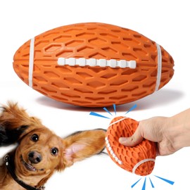 KOL Dog Toys Ball, Pet Squeaky Toys, Tough Rugby Ball, Interactive and Training Chew Toys, Durable Dog Toy for Medium and Large Dogs